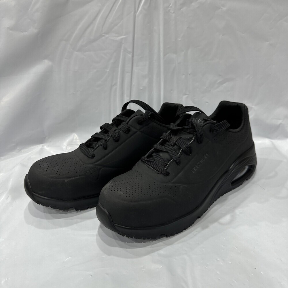 Skechers Uno SR - Deloney 108101-BLK Women 8.5 Black Comp Toe Work Shoes EBS1310